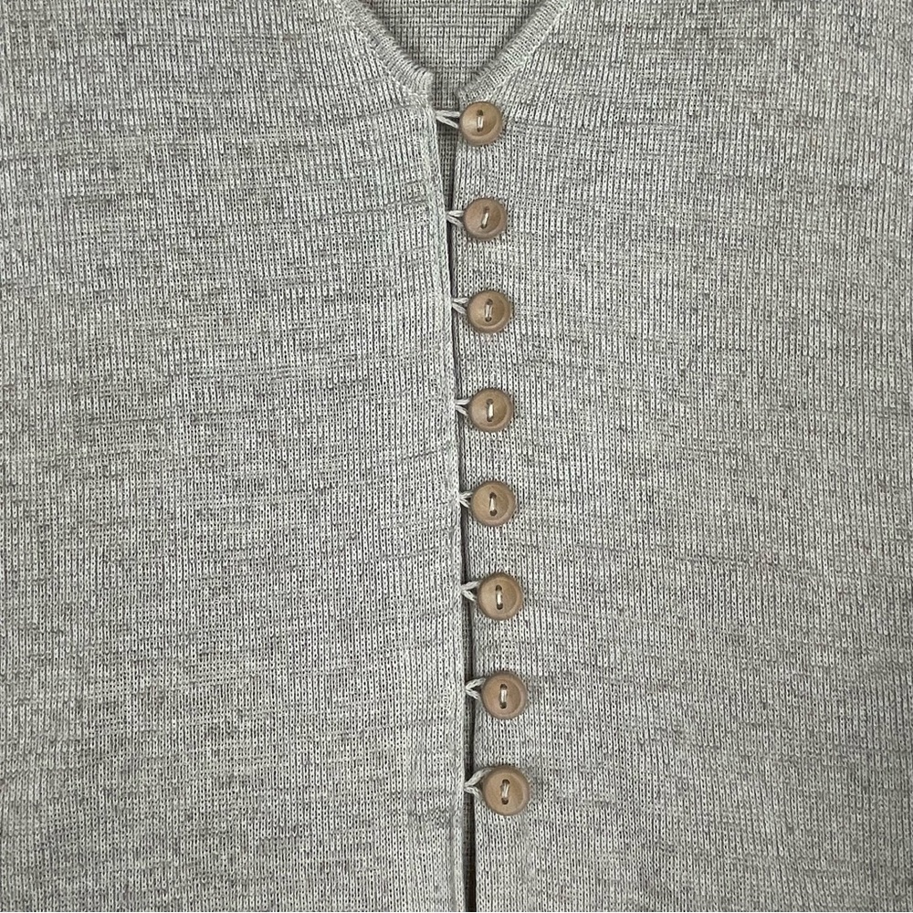 Horveit Beige Cotton Linen Knit 3/4 Button Up Coastal Grandma Tunic Sweater 3XL - Picture 5 of 15